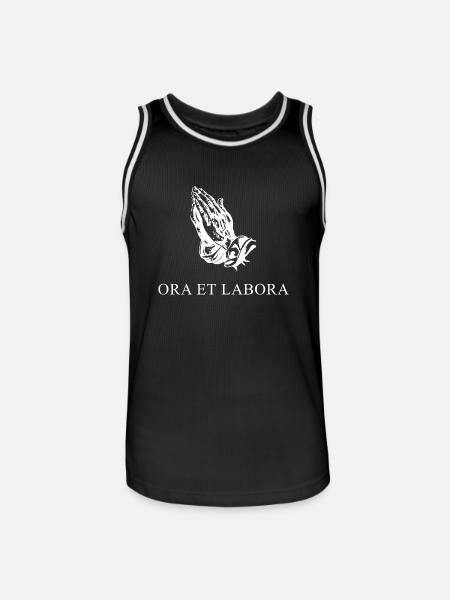 Prie et travaille latin blanc - Maillot de basket Homme - noir/blanc