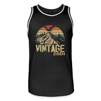 Vintage 2001 Cadeau Anniversaire 2001 Retro 2001 - Maillot de basket Homme - noir/blanc - Devant - AI Model Male 185 dark (185cm)