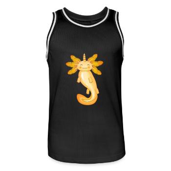 Yellow unicorn axolotl - Men's Basketball Jersey - black/white - Front - AI Model Male 185 dark (185cm)