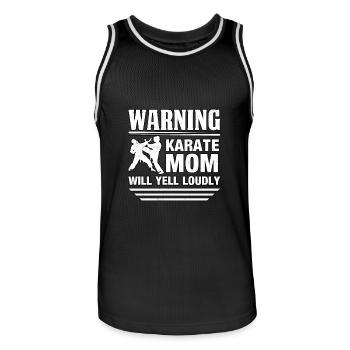 Warning Karate Mom will yell loudly - Men's Basketball Jersey - black/white - Front - AI Model Male 185 dark (185cm)