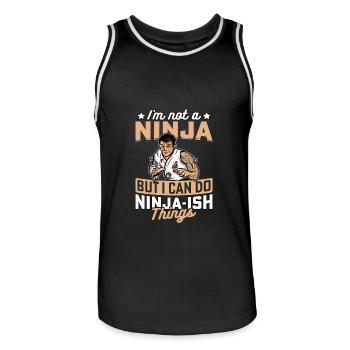 Ich bin kein Ninja, aber ich kann Ninja-ähnliche Dinge tun - Männer Basketball-Trikot - Schwarz/Weiß - Vorne - AI Model Male 185 dark (185cm)