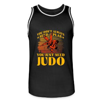 Man braucht nicht immer einen Plan, man braucht nur Judo - Männer Basketball-Trikot - Schwarz/Weiß - Vorne - AI Model Male 185 dark (185cm)