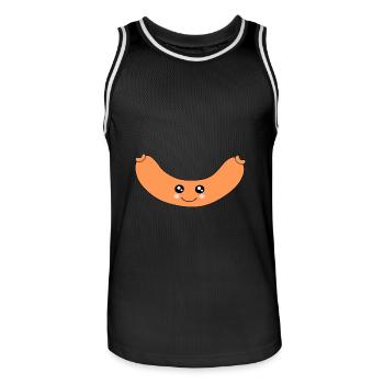 Kawaii, Wurst, Würstchen, Metzger - Männer Basketball-Trikot - Schwarz/Weiß - Vorne - AI Model Male 185 dark (185cm)