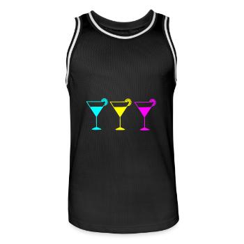 Cocktail Vacances d’été à la plage - Maillot de basket Homme - noir/blanc - Devant - AI Model Male 185 dark (185cm)
