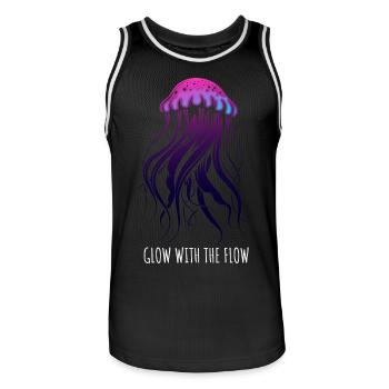 Glow With The Flow, Qualle mit Tentakeln, spruch - Männer Basketball-Trikot - Schwarz/Weiß - Vorne - AI Model Male 185 dark (185cm)