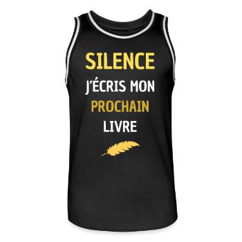 SILENCE J'ECRIS MON PROCHAIN LIVRE - Maillot de basket Homme - noir/blanc - Devant - AI Model Male 185 dark (185cm)