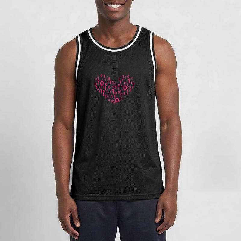 Heart Binary Coding Computer Science Gift Men's Basketball Jersey