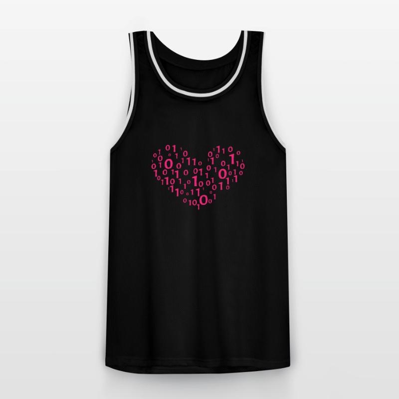 Heart Binary Coding Computer Science Gift Men's Basketball Jersey