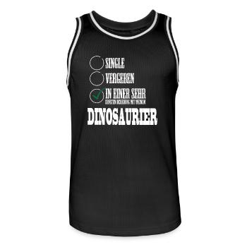 In einer Beziehung mit meinem Dino - Männer Basketball-Trikot - Schwarz/Weiß - Vorne - AI Model Male 185 dark (185cm)