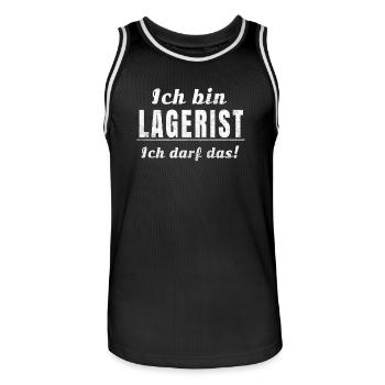 Ich bin Lagerist, ich darf das! - Männer Basketball-Trikot - Schwarz/Weiß - Vorne - AI Model Male 185 dark (185cm)