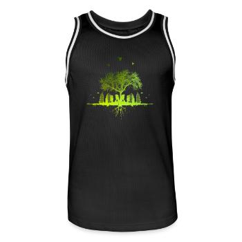 Arbre Vert - Nature Arbre Ville cadeau urbain - Maillot de basket Homme - noir/blanc - Devant - AI Model Male 185 dark (185cm)