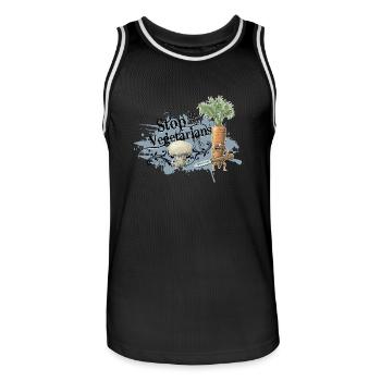 légumes motif chemise végétariens arrêtent bleu gris - Maillot de basket Homme - noir/blanc - Devant - AI Model Male 185 dark (185cm)