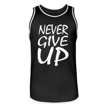 Never Give Up - Männer Basketball-Trikot - Schwarz/Weiß - Vorne - AI Model Male 185 dark (185cm)