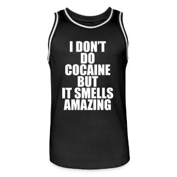 La cocaïne sent une citation incroyable - Maillot de basket Homme - noir/blanc - Devant - AI Model Male 185 dark (185cm)