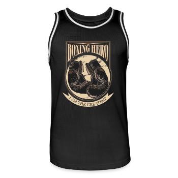 Boxing Hero - The Greatest - On Dark - Männer Basketball-Trikot - Schwarz/Weiß - Vorne - AI Model Male 185 dark (185cm)