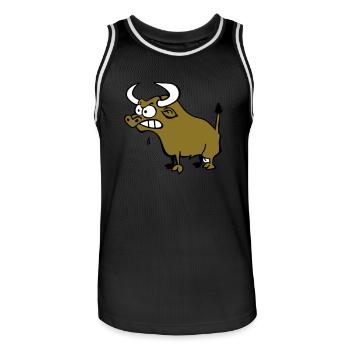 Mad Bull - Men's Basketball Jersey - black/white - Front - AI Model Male 185 dark (185cm)