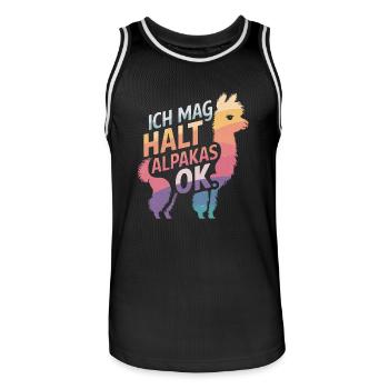Alpaga lama alpaga animal - Maillot de basket Homme - noir/blanc - Devant - AI Model Male 185 dark (185cm)