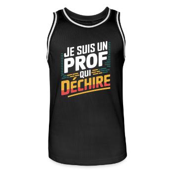 Je suis un prof qui déchire - Maillot de basket Homme - noir/blanc - Devant - AI Model Male 185 dark (185cm)