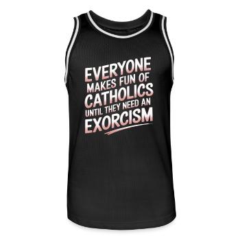 Fun of Catholics Until Exorcism Needed 1 8 - Männer Basketball-Trikot - Schwarz/Weiß - Vorne - AI Model Male 185 dark (185cm)