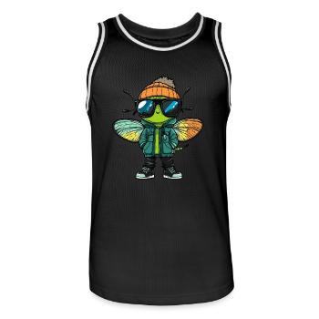 Libellule Bande dessinée cool - Maillot de basket Homme - noir/blanc - Devant - AI Model Male 185 dark (185cm)