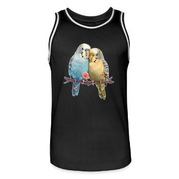 Budgies - Men's Basketball Jersey - black/white - Front - AI Model Male 185 dark (185cm)