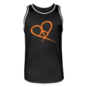 Symbole de paix hippie coeur paix liberté amour - Maillot de basket Homme - noir/blanc - Devant - AI Model Male 185 dark (185cm)