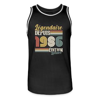 Légendaire Depuis 1986 - Maillot de basket Homme - noir/blanc - Devant - AI Model Male 185 dark (185cm)