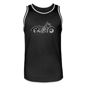 Chopper / Bobber Motorcycle 03_black white - Men's Basketball Jersey - black/white - Front - AI Model Male 185 dark (185cm)