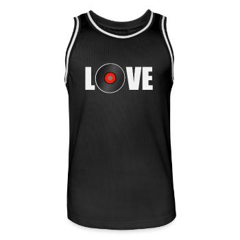 vinyl love - Men's Basketball Jersey - black/white - Front - AI Model Male 185 dark (185cm)