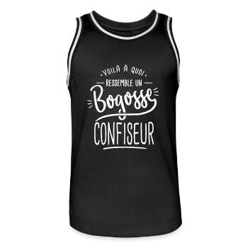 bogosse Confiseur cadeau humour chocolat bonbon - Maillot de basket Homme - noir/blanc - Devant - AI Model Male 185 dark (185cm)