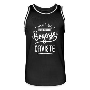 bogosse caviste cadeau humour vigneron vin - Maillot de basket Homme - noir/blanc - Devant - AI Model Male 185 dark (185cm)