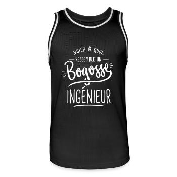 bogosse Ingénieur cadeau ingénieur humour - Maillot de basket Homme - noir/blanc - Devant - AI Model Male 185 dark (185cm)
