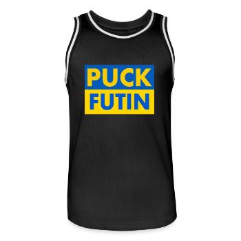 Puck futin - Men's Basketball Jersey - black/white - Front - AI Model Male 185 dark (185cm)
