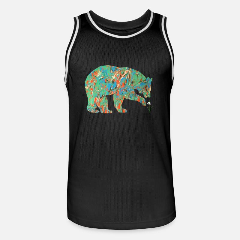 bär mit schneeglöckchen e 4 - Männer Basketball-Trikot - Schwarz/Weiß