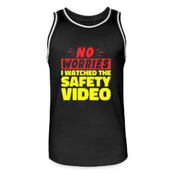 Keine Sorge, ich habe mir das Sicherheitsvideo angesehen - Männer Basketball-Trikot - Schwarz/Weiß - Vorne - AI Model Male 185 dark (185cm)