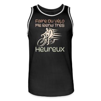Cycling Makes Me Very Happy - Cycling - Men's Basketball Jersey - black/white - Front - AI Model Male 185 dark (185cm)