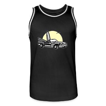 Muscle Car im Sonnenuntergang 01_dreifarbig - Männer Basketball-Trikot - Schwarz/Weiß - Vorne - AI Model Male 185 dark (185cm)