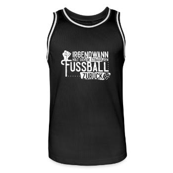 Irgendwann holt sich die Straße den Fußball zurück - Männer Basketball-Trikot - Schwarz/Weiß - Vorne - AI Model Male 185 dark (185cm)