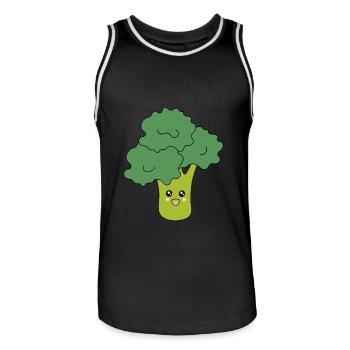Kawaii Brocoli Légumes vegan - Maillot de basket Homme - noir/blanc - Devant - AI Model Male 185 dark (185cm)
