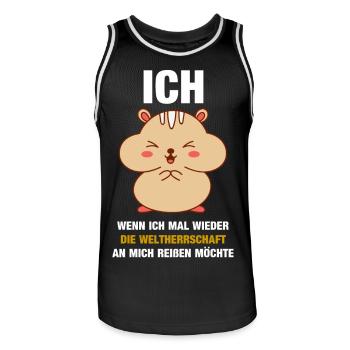Kuscheliger Hamster mit Text Botschaft - Männer Basketball-Trikot - Schwarz/Weiß - Vorne - AI Model Male 185 dark (185cm)