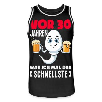 Vor 30 Jahren Der Schnellste - Männer Basketball-Trikot - Schwarz/Weiß - Vorne - AI Model Male 185 dark (185cm)