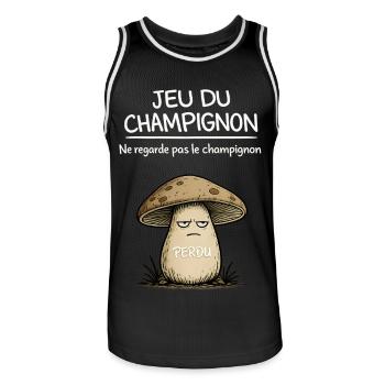 Jeu du Champignon  - Maillot de basket Homme - noir/blanc - Devant - AI Model Male 185 dark (185cm)