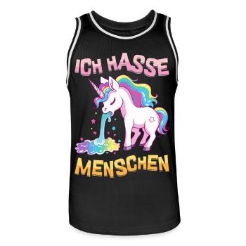 Ich Hasse Menschen Einhorn Kotzt Regenbogen Lustig - Männer Basketball-Trikot - Schwarz/Weiß - Vorne - AI Model Male 185 dark (185cm)