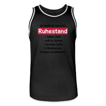 T-shirt "Je suis à la retraite," pension, - Maillot de basket Homme - noir/blanc - Devant - AI Model Male 185 dark (185cm)