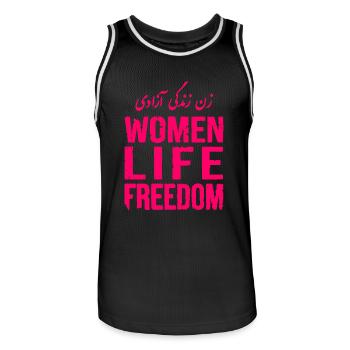 Women life freedom - Maillot de basket Homme - noir/blanc - Devant - AI Model Male 185 dark (185cm)