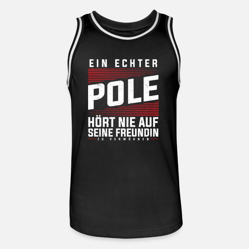 Polen - Ein Echter Pole - Männer Basketball-Trikot - Schwarz/Weiß