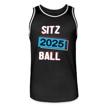 Sitzball 2025 Sitzballer Sitzballspieler Spiel - Männer Basketball-Trikot - Schwarz/Weiß - Vorne - AI Model Male 185 dark (185cm)