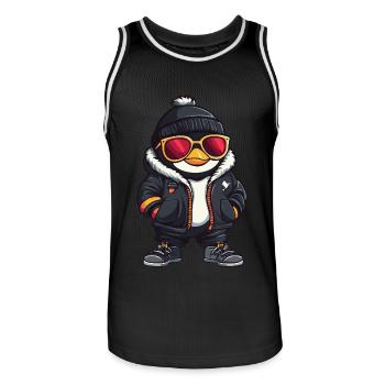 Penguin Cool Comic - Men's Basketball Jersey - black/white - Front - AI Model Male 185 dark (185cm)
