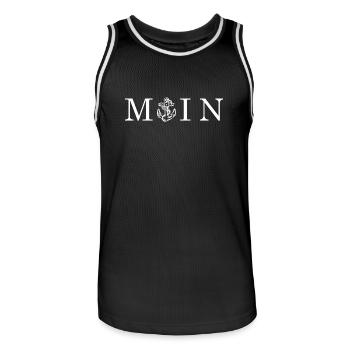 MOIN avec ancre maritime, blanc - Maillot de basket Homme - noir/blanc - Devant - AI Model Male 185 dark (185cm)