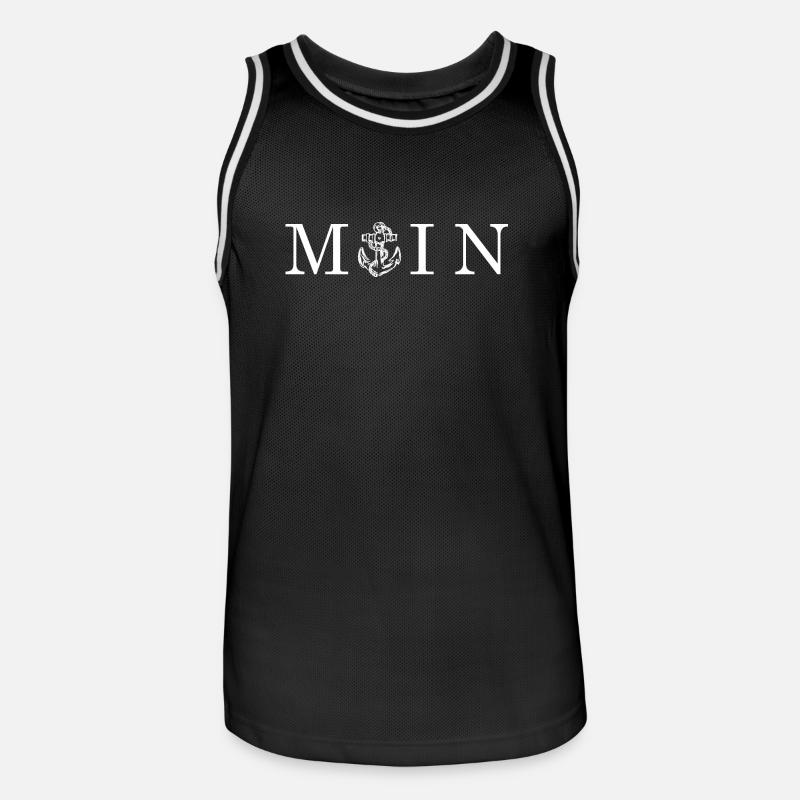 MOIN mit maritimen Anker, weiß - Männer Basketball-Trikot - Schwarz/Weiß
